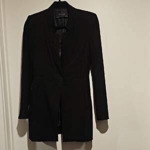 Zara Black Longline Blazer Tailored Suit Jacket